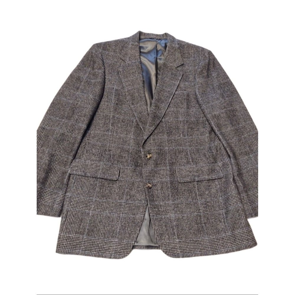 Vtg Bill Blass Parisian Camel Hair Sport Coat Windowpane Plaid Union SEE MSMTS